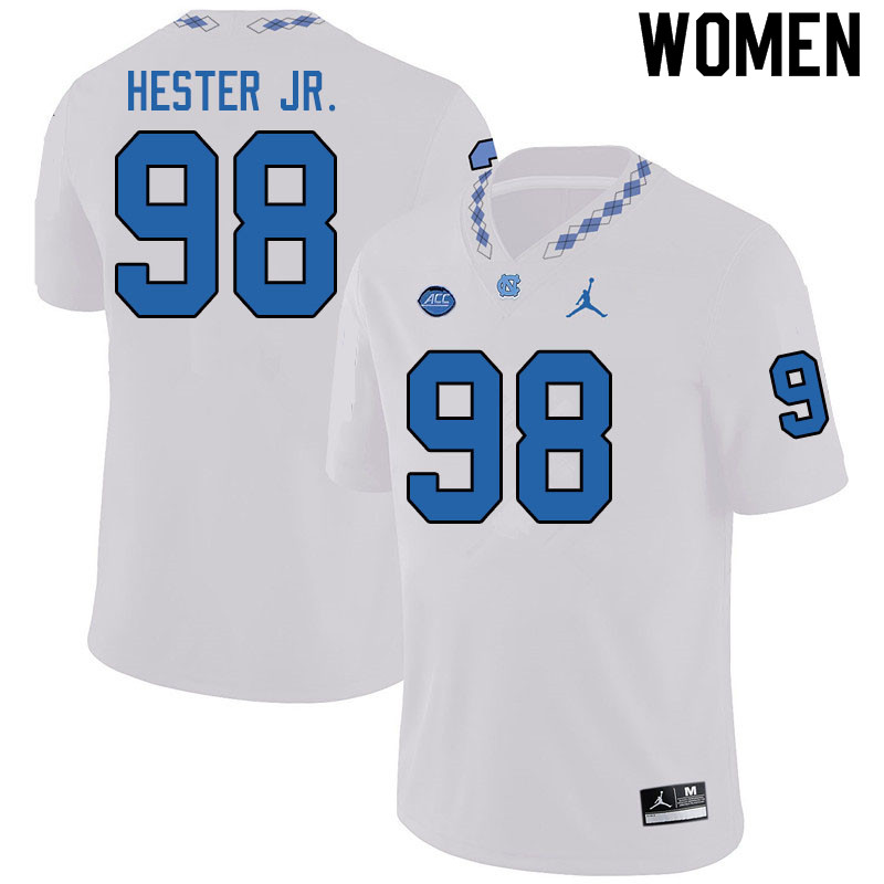 Jordan Brand Women #98 Kevin Hester Jr. North Carolina Tar Heels College Football Jerseys Sale-White